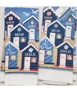 Set of 2 Same Cotton Towels(14x24&quot;)NAUTICAL,5 SUMMER BEACH HOUSES ON THE... - $11.87