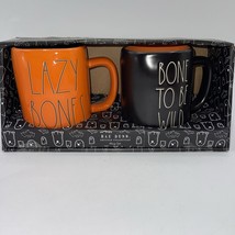 Rae Dunn Halloween Orange &amp; Black (Lazy Bones &amp; Be Wild) mug set New - £14.83 GBP