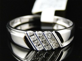 0.50Ct Round Cut Diamond Mens Channel Set Wedding Band 14k White Gold Over - £60.74 GBP