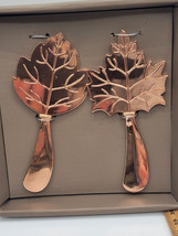 2-Piece Copper/Metal Leaf Butter Cheese Spreaders Thirstystone Table Decor Set - £18.42 GBP