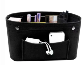 Purse Organizer Black Felt Bag Insert with Pockets NEW - $11.93