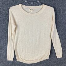 Pink Rose Top Women&#39;s XS Long Sleeve Pullover Beige Rayon Blend Extra Small - $16.73 CAD