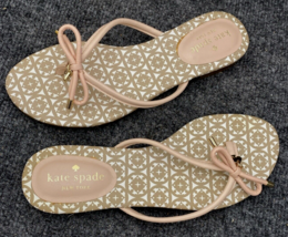 Kate Spade Sandals Women Size 6.5 Mistic Bow Flat Thong Pink Beige Flip ... - $29.69