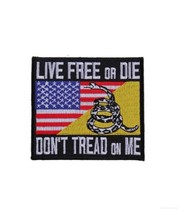 LIVE FREE or DIE Don&#39;t Tread On Me 3.6&quot; x 3.4&quot; iron on patch (4624) (T4) - £10.21 GBP