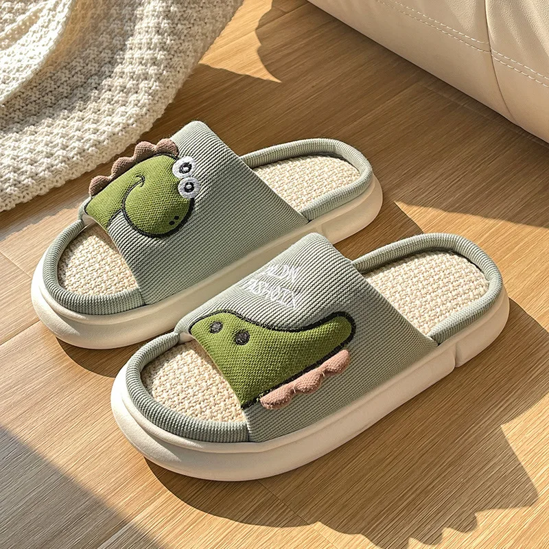 Cute  Flax Thick Platform Home Slippers Women Linen Spring Summer Shoes Sandals  - $58.26