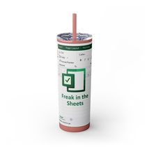 Freak in the Sheets Spreadsheet Theme Tumbler, Glitter Pink Office Humor... - $34.99