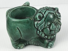 Vintage Jade Green Art Pottery Ceramic Lion Votive Succulent Holder Signed - $9.49