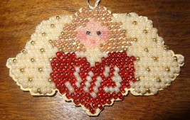 New Joy Angel Christmas Ornament Handmade Finished Glass Beads Mill Hill Wings - £11.74 GBP