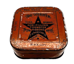 The Webster Typewriter Ribbon Tin Star Brand REM Visible Black Copy 2 1/... - $18.32