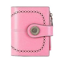 Pink Womens Wallet Leather Bifold Card Holder RFID Blocking Zipper Coin Pocket - £20.25 GBP