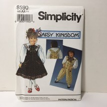 Simplicity 8590 Size 2 4 Child&#39;s Jumpsuit Jumper Blouse Bow Tie Daisy Kingdom - £10.24 GBP