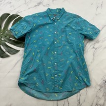 Brooklyn Cloth Mens Hawaiian Shirt Size L Blue Neon Sign Beach Print Fla... - $356.34 MXN