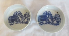 2  BONE CHINA COASTER/BUTTER PAT TRINKET DISH  3 3/4&quot; BLUE &amp; WHITE - £9.38 GBP