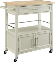 Linon Home Decor Products Marlow Kitchen Cart, Bone White With Wood Top - £235.00 GBP