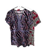 Set of 2 XL Koi Women’s Scrub Tops Floral &amp; Abstract Prints 100% Cotton - $25.20