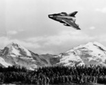 1970’s UFO Moonbase defense craft Sky-1 mountain flyover b/w 8x10 scene - $6.49