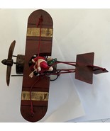 Vintage Hanging Metal Biplane- Hand Painted Russ &amp; Berrie Brand  7&quot;L - £18.48 GBP