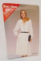 Misses Dress Size 14 16 18 Butterick 5456 Loose Fitting 1986 See & Sew Precut - $14.99