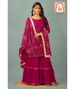 Pink Georgette Sharara Set with Sequence Embroidery - $55.00