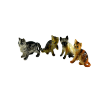 Vintage Lot 4 Plastic Figurines Cats Kitties Kitty 1.25&quot; Tabby Siamese Tuxedo - £11.10 GBP