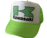 Vintage Kawasaki Motorcycle Trucker Hat Adjustable snapback Hat Neon Green  - $17.56