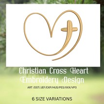 Christian Cross Heart Embroidery Design – Logo Style | Machine Embroider... - €3,06 EUR