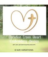 Christian Cross Heart Embroidery Design – Logo Style | Machine Embroider... - $3.50