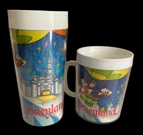 Vintage Disneyland Thermo Serv Cup And Mug Castle Mickey Minnie Donald Goofy - £14.98 GBP