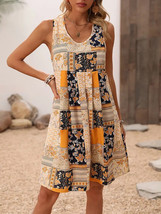 Woman&#39;s Patchwork Print Sleeveless Knee Length Dress - Size: L (8-10) - $10.64