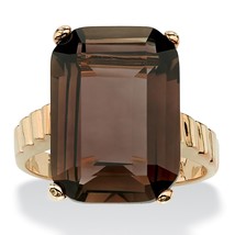 Womens Ladies 14K Gold Plated Smoky Quartz Ring Size 5 6 7 8 9 10 - £119.89 GBP