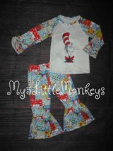 NEW Dr Seuss Cat in the Hat Bell Bottoms Girls Boutique Outfit Set - £4.70 GBP+