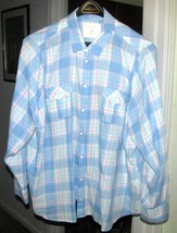 Large Blue Plaid Soft Cotton SHIRT Plus Size 3X Sonoma - $12.99