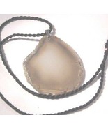 Dark Gray Agate Stainless Steel Pendant on Black Cord Necklace (19&quot;)  #J... - $17.09