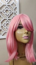 AISI BEAUTY Pink Bob Wigs with Bangs 12 Inch Short Straight Bob Wigs Colorful... - £13.22 GBP