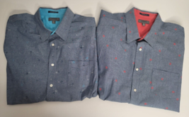 2 Saddlebred 1888 Shirts Lot Mens XXL 2XL Chambray Button Blue Palm Tree... - $24.99