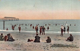 Paume Plage Floride ~ Baignade BEACH-1910s Carte Postale - £8.16 GBP
