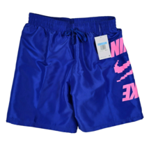 Nike Swim Men&#39;s M 7&quot; Racer Blue/Pink Stacked Volley Shorts NESSD514-418 New - £21.05 GBP