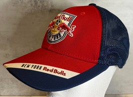 New York Red Bulls MLS Adidas L/XL Mesh Stretch Hat Embroidered Logo - £9.56 GBP