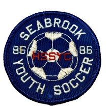 1980s Seabrook Youth Soccer League Patch HSSYC Blue and White 3 Inch Vintage - £3.09 GBP