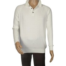 Men's Sweater Knit By BRANGO Turkey Polo Neck Cotton Blend 21228 White image 10