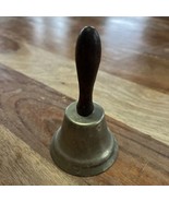 Vintage Brass Wooden Handled Dinner School Bell 3.5 Tall - €9,88 EUR