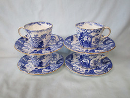 Royal Crown Derby Blue Mikado Cup &amp; Saucer, Set of 4 - £44.33 GBP