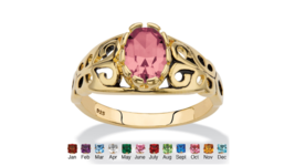 14K Gold Over Sterling Silver Filigree Pink Tourmaline Ring Size 5 6 7 8 9 10 - $99.99