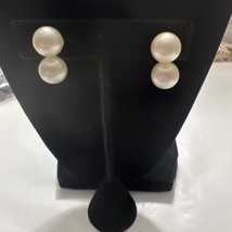 Large Faux Pearl Silver Earrings Screw Back Mid Century - $544.82 MXN