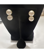 Large Faux Pearl Silver Earrings Screw Back Mid Century - $41.56 CAD