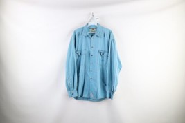 Vtg 90s Levis Mens Large Faded Stonewash Double Pocket Denim Jean Button Shirt - £39.65 GBP