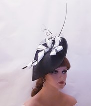 BLACK &amp; WHITE HAT Mother of bride/groom hat Race Fascinator,Womens Large... - £60.73 GBP