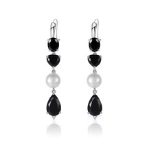 925 Sterling Silver Created Gemstone Fresh-water Pearl Earrings Wedding Engageme - £59.79 GBP