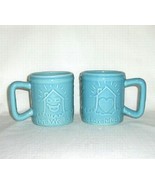 Enesco &quot;Live Well Laugh Often Love Much&quot; 2 Mugs Coffee Cups 2003 Turquoi... - $6.00