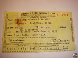 Chicago &amp;amp; North Western System railroad Trip Pass 1955 - £3.73 GBP